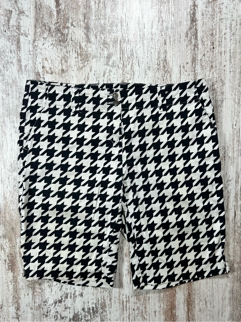 Ladies Loudmouth Bermuda golf shorts Oakmont Houndstooth black/white Size 10